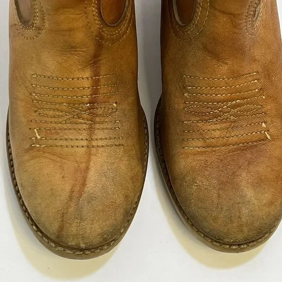 Vintage Dingo uni-sex tan w/ detail stitching 11.5 D kids cowboy boots - Picture 11 of 16